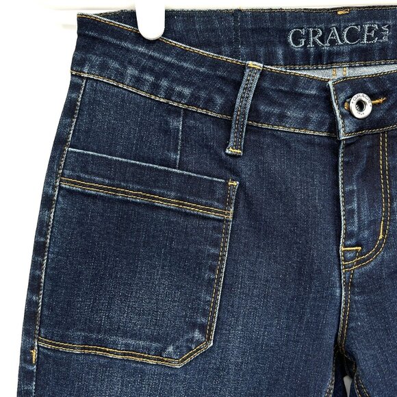 NWT GRACE Jeans Women's Frayed Hem Patch Pockets Denim Capris Size 26 (28x23) - Picture 5 of 12